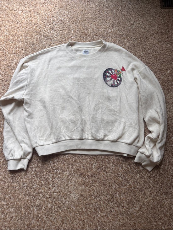 Boys Lie Sweaters - Boys lie Cream Crewneck Sweatshirt with Dartboard Graphic size small